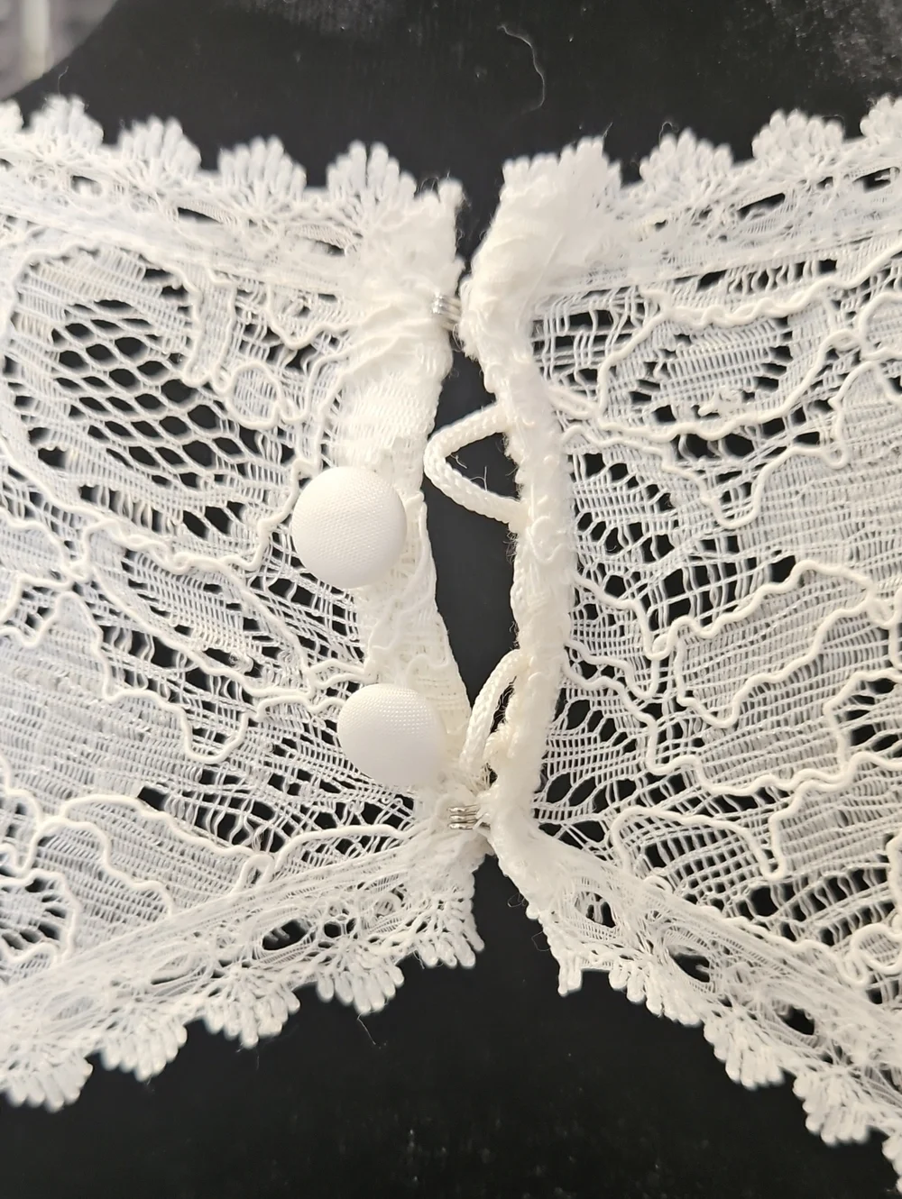 Size 6 white knee/midi lace fit & flare dress w/ a sheer neckline & open back